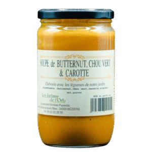 bocal de soupe de butternul chou vert et carotte