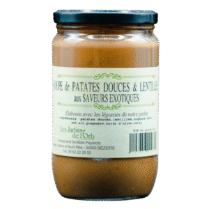 bocal de soupe de patates douces lentilles