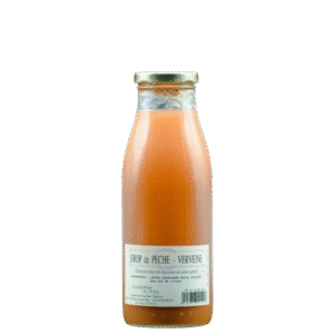 bouteille de sirop de pêche et de verveine